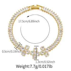 Detailed size chart for a gold-plated zircon bracelet with dimensions and 7.7g weight