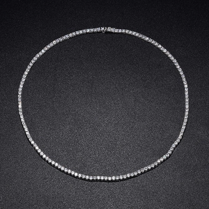 Classic 2.5mm moissanite tennis necklace in 925 sterling silver with round cut stones