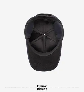 Detail view of thickened fleece lining and foldable ear flaps on winter cap for men