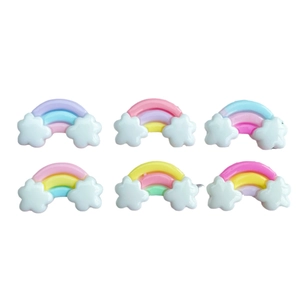 Pack of six mini resin rainbow cloud charms for DIY hair clips and phone case decor