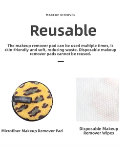 Reusable leopard print microfiber makeup remover pad with soft texture and hanging loop