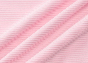 Close-up of pink ribbed knit fabric texture showing vertical stripes and elastic material