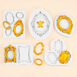 Cinq moules en silicone de style baroque pour décoration de gâteaux et bricolage