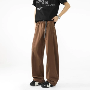 Pantalones Casuales Hombre Pierna Ancha Poliéster Transpirable Urban Outdoor Streetwear Pantalón Recto Suelto Con Cinturón De Hebilla