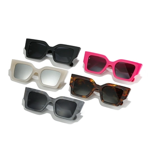 Fashionable rectangle oversized sunglasses set in five colors on a clean white background