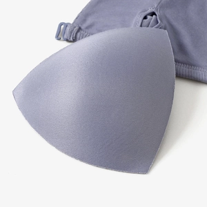 French style ribbed thin strap wireless bra with removable triangular breathable pads
