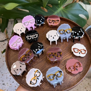 Cute Cartoon Dog Acetate Hair Claw Clip Creative Dog Head With Glasses Handmade Hair Accessories Women Girls