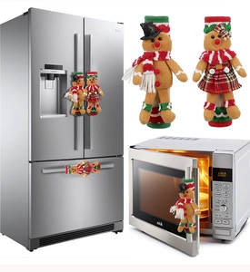 Detail of Christmas gingerbread man refrigerator handle covers for holiday kitchen decor