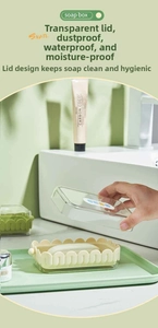 Dettaglio portasapone creativo a forma di lumaca con base verde e coperchio trasparente