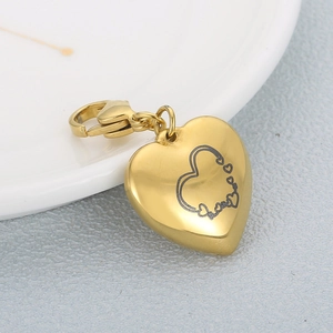 Golden heart-shaped stainless steel keychain with Love engraving and lobster clasp