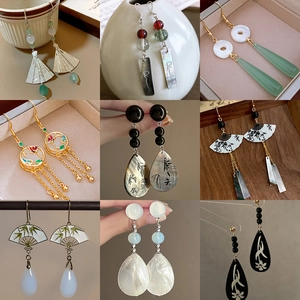 Ohrhänger Im Neuen Chinesischen Stil Mit 925 Sterling Silber Stecker Legierung Harz Faux Jade Retro Orientalischer Schmuck