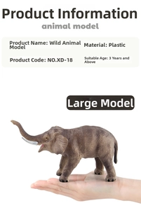 Detail of a large elephant animal model toy made of plastic for early childhood education