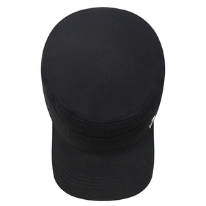Classic black camouflage military flat top cap with metal badge for outdoor hiking