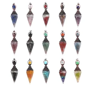 Lot de 15 pendules en cristal hexagonal avec calottes en argent antique pour divination