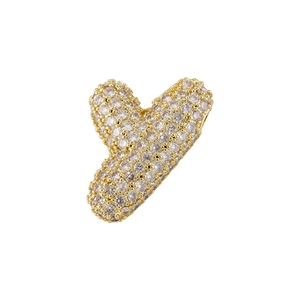 Macro shot of gold-plated letter Y pendant with cubic zirconia micro-pave setting