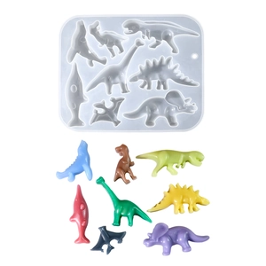 Dinosaurier-Silikonform mit 8 Motiven für DIY-Schlüsselanhänger und Backzubehör