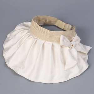 Women Sun Visor Hat Satin Jacquard Large Brim UV Protection Foldable Shell Hat Elegant Bow Adjustable Summer Beach
