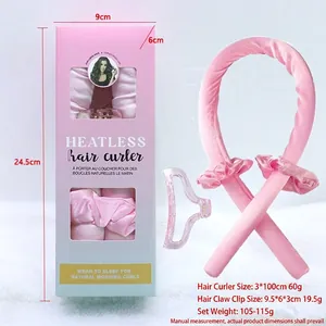 Pink tie-dye heatless hair curler set with scrunchies and claw clip in a gift box