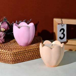 Moldes para portavelas con pétalos de tulipán para fundición de cera y resina decor