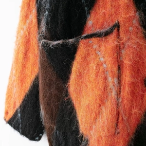 Pull oversize en tricot aux couleurs d'Halloween avec patchwork géométrique et poche avant