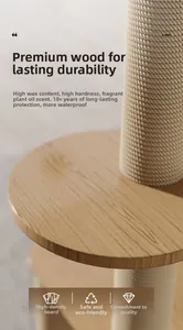 Detail showing high-density wood board and durable sisal rope pillar for cat tree