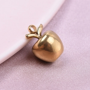 Polished 18k gold plated stainless steel apple pendant charm for DIY jewelry making