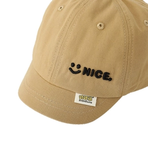 Kinder-Baseballkappe aus khakifarbener Baumwolle mit Stickerei und Smiley-Motiv