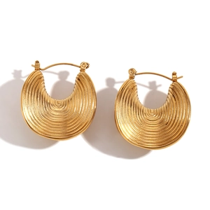 Chic 18K gold plated stainless steel earrings with unique multi-layered curved textures