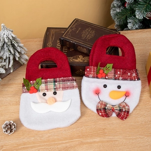 Christmas felt gift bags with Santa and Snowman designs for candy and holiday treats