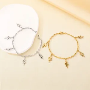 Bracelet Serpent Acier Inoxydable Pendentifs Animaux Bijoux Mode Femmes Filles Ton Or Argent