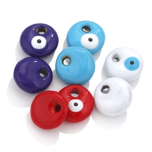Evil Eye Pendant Stainless Steel Enamel Round Charm Connector For DIY Jewelry Making Earrings Necklace