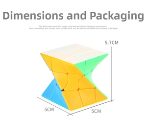 Detailed view of educational 3x3 speed cube with dimensions 5.7cm height and 5cm width