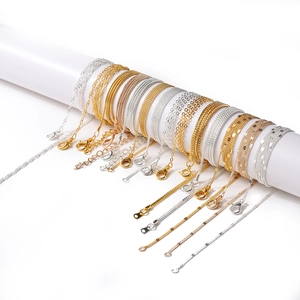 DIY jewelry chain collection with lobster clasps in gold silver and rose gold finishes