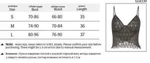 Detailed size chart for lace slim fit v-neck camisole top showing measurements in cm