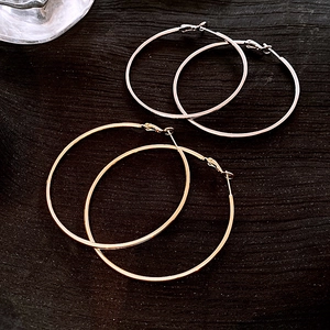 Alloy Polished Hoop Earrings With 925 Sterling Silver Earring Post Minimalist Geometric Fashion Jewelry For Women