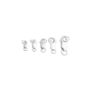 S925 sterling silver square spring ring clasps in five sizes for DIY jewelry making