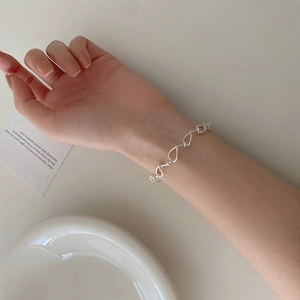 925 Sterling Silver Bracelet Irregular Twisted Wire Handmade French Minimalist Elegant Adjustable Jewelry For Women