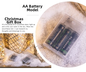 Detail of the AA battery box with toggle switch for lighted Christmas gift box decor