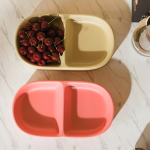 Dual-compartment oval silicone resin mold for DIY fruit trays and home storage