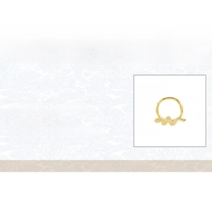 Detail view of 8mm snake patterned 925 sterling silver nose ring in 18k gold plating