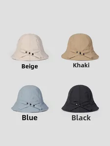 Quick-dry bucket hats in beige, khaki, blue, and black with side buckle details
