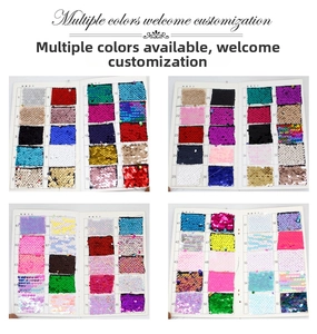 Color chart of 80 reversible sequin heart keychains showing diverse metallic finishes