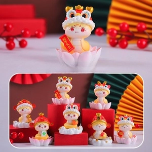 Detailed set of 7 snake blind box figurines with festive Chinese New Year accessories