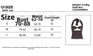 Detaillierte Größentabelle für Neckholder-Top mit Maßen in cm für Größen S M L