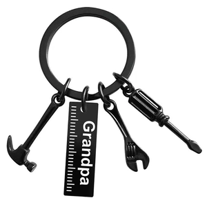 Father's Day stainless steel toolkit keychain with hammer and wrench for Grandpa