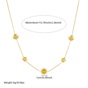 Gold plated stainless steel necklace set with sun moon star pendants and dimensions