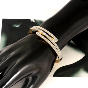 Elegant rose gold plated stainless steel wrap bracelet with sparkling zircon stones