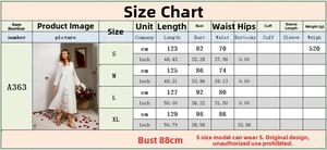 Detaillierte Größentabelle für das sommerlich bestickte Langarm-Abendkleid