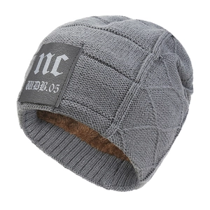 Winter Beanie Hat Knit Acrylic Warm Fleece Lined Outdoor Fashion Leather Patch For Men Women