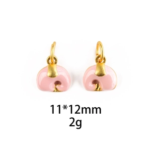 Pink enamel elephant jewelry pendants with gold-plated ears and 11x12mm dimensions